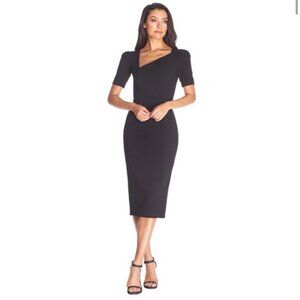 NWT Dress the Population Ruth Asymmetrical Dress, Black, Size L